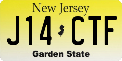 NJ license plate J14CTF