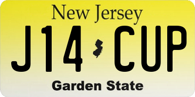 NJ license plate J14CUP