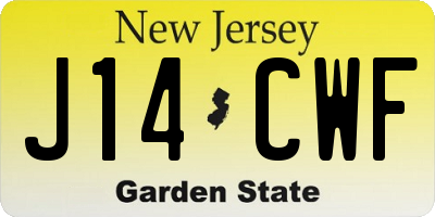 NJ license plate J14CWF