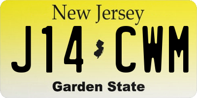 NJ license plate J14CWM