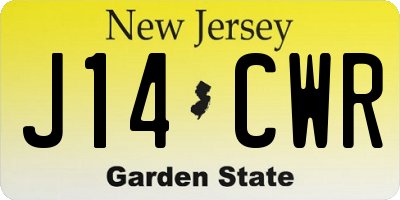NJ license plate J14CWR