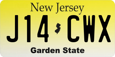 NJ license plate J14CWX
