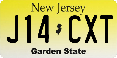 NJ license plate J14CXT