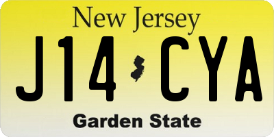 NJ license plate J14CYA
