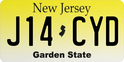 NJ license plate J14CYD