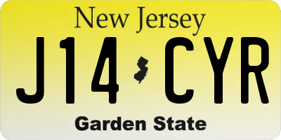 NJ license plate J14CYR
