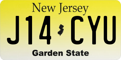 NJ license plate J14CYU