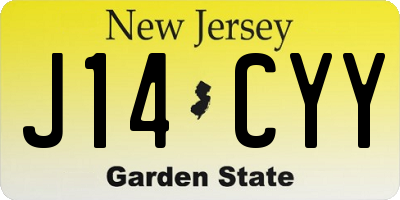 NJ license plate J14CYY