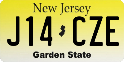 NJ license plate J14CZE