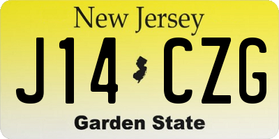 NJ license plate J14CZG