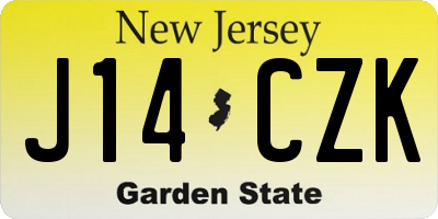 NJ license plate J14CZK