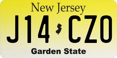 NJ license plate J14CZO