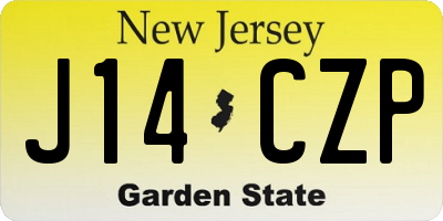 NJ license plate J14CZP
