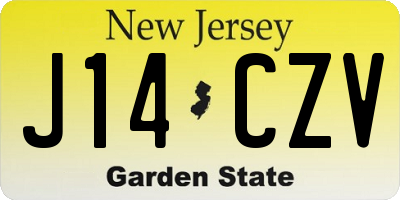 NJ license plate J14CZV