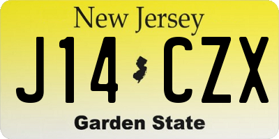 NJ license plate J14CZX