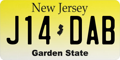 NJ license plate J14DAB