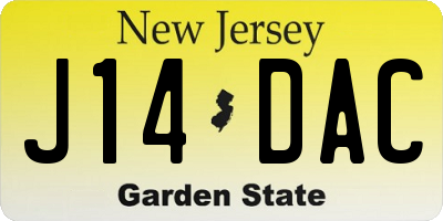 NJ license plate J14DAC