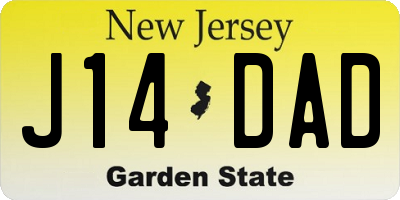 NJ license plate J14DAD