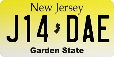 NJ license plate J14DAE
