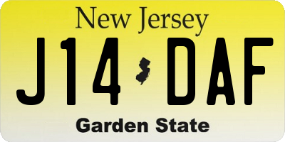NJ license plate J14DAF