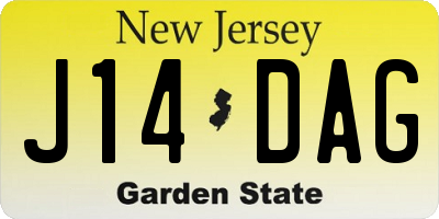 NJ license plate J14DAG