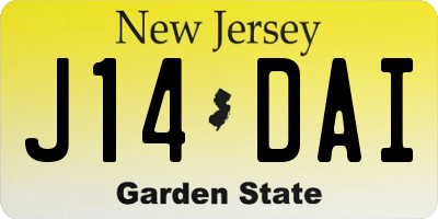 NJ license plate J14DAI