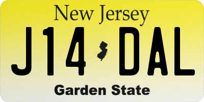 NJ license plate J14DAL
