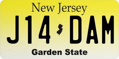 NJ license plate J14DAM