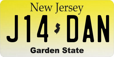 NJ license plate J14DAN