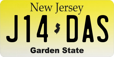 NJ license plate J14DAS