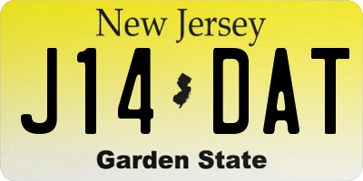 NJ license plate J14DAT