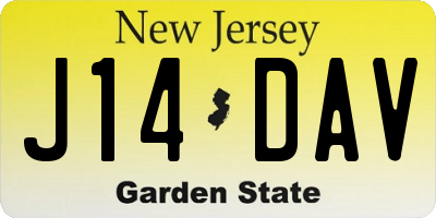 NJ license plate J14DAV