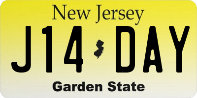 NJ license plate J14DAY