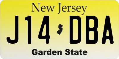NJ license plate J14DBA