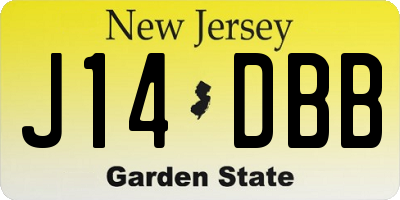 NJ license plate J14DBB