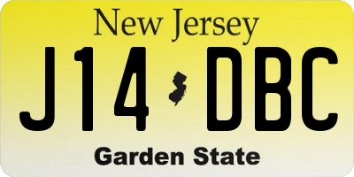 NJ license plate J14DBC