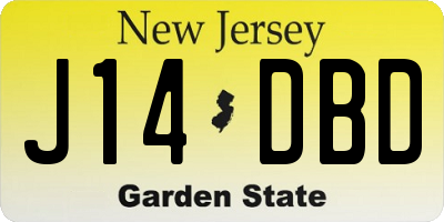 NJ license plate J14DBD