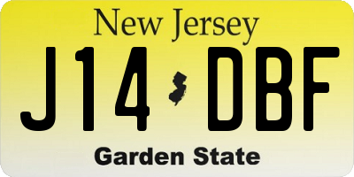 NJ license plate J14DBF