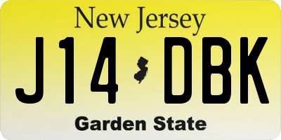 NJ license plate J14DBK