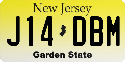 NJ license plate J14DBM
