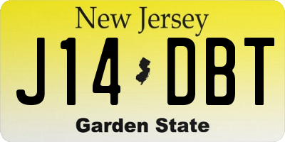 NJ license plate J14DBT