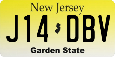 NJ license plate J14DBV