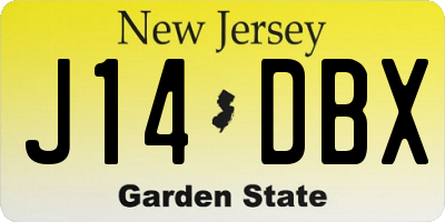 NJ license plate J14DBX
