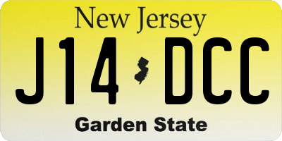 NJ license plate J14DCC