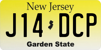 NJ license plate J14DCP