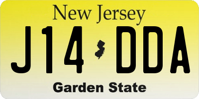NJ license plate J14DDA