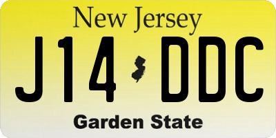 NJ license plate J14DDC