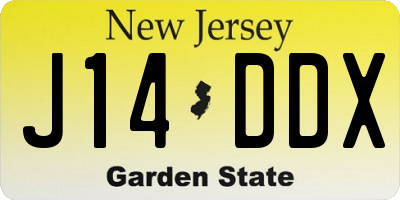 NJ license plate J14DDX