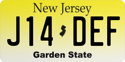 NJ license plate J14DEF