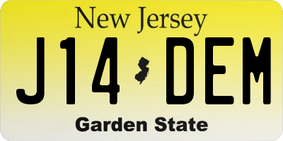 NJ license plate J14DEM